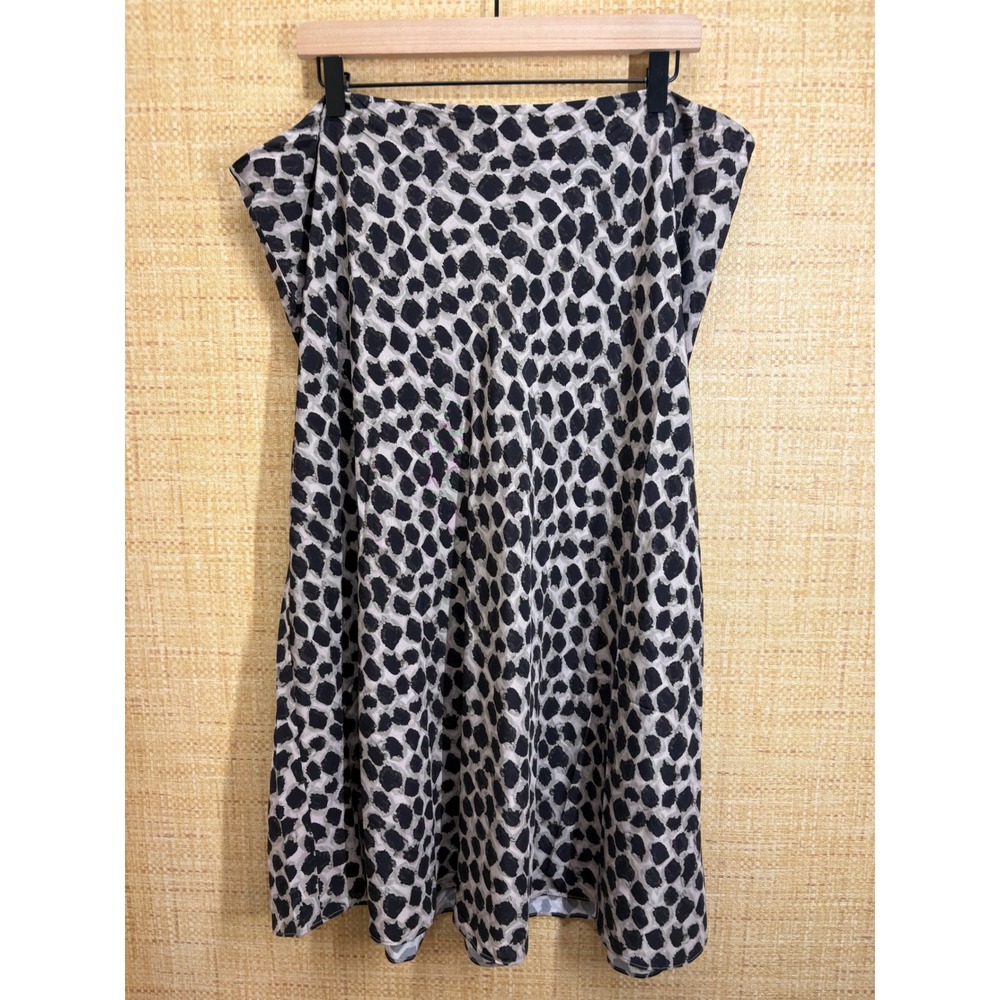 M.M.LaFleur Women 18 Silk Midi Skirt Black Grey Animal Spot Print Hidden Zip